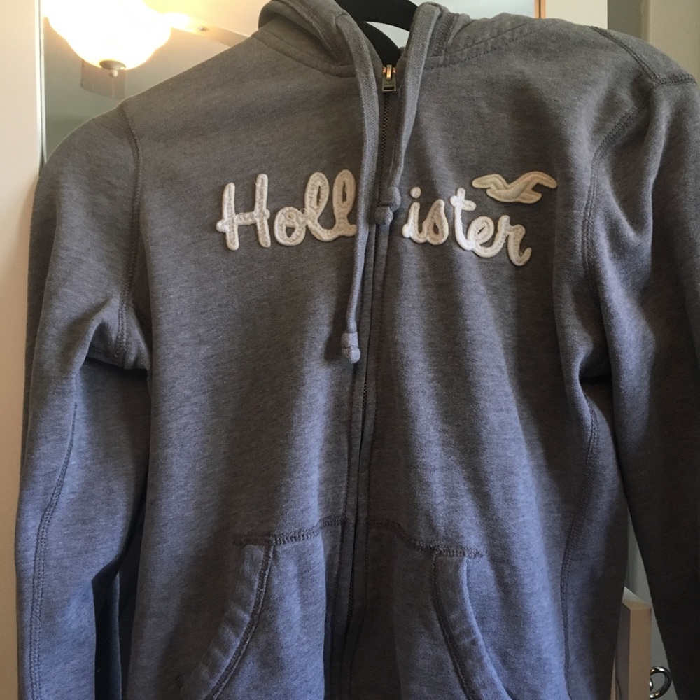 hollister grey logo hoodie